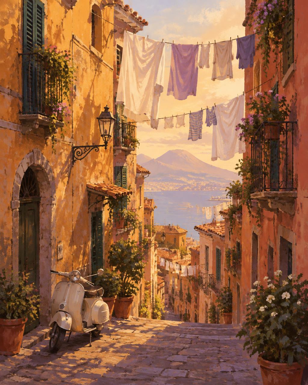 Illustration d'une ruelle de Naples